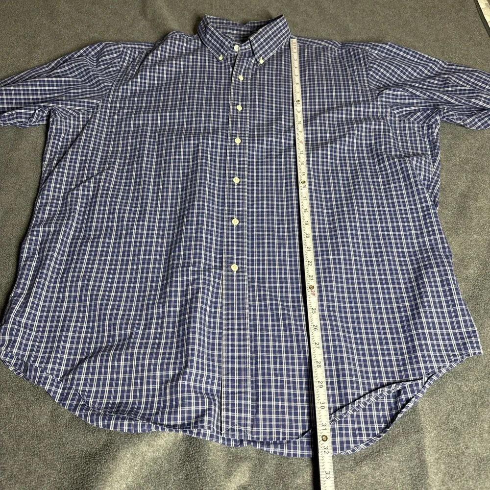 Polo Ralph Lauren Shirt Mens XL Blue Plaid Classic Fit Short Sleeve Red Pony